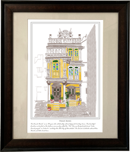 Painting of French Haveli, Ahmedabad