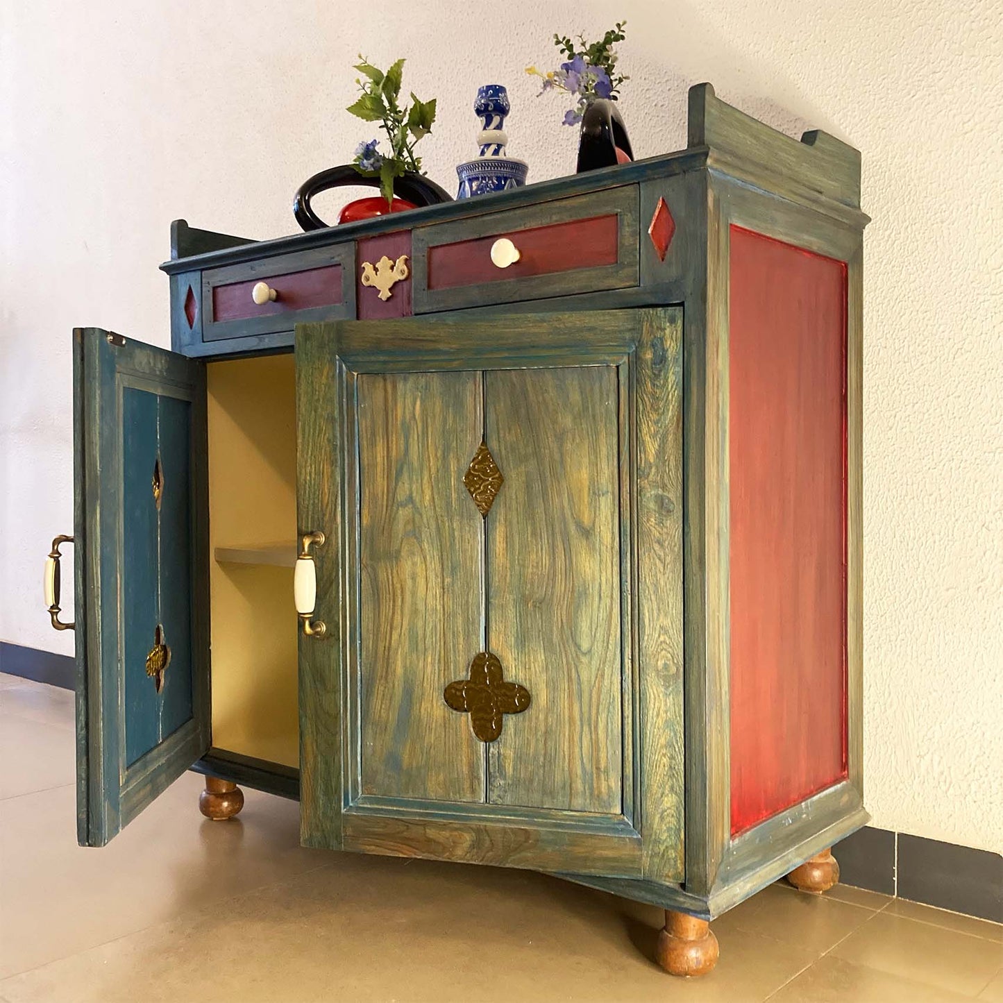 Peacock green cabinet 