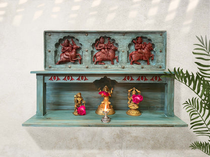 Wall hung temple with three god sculptures